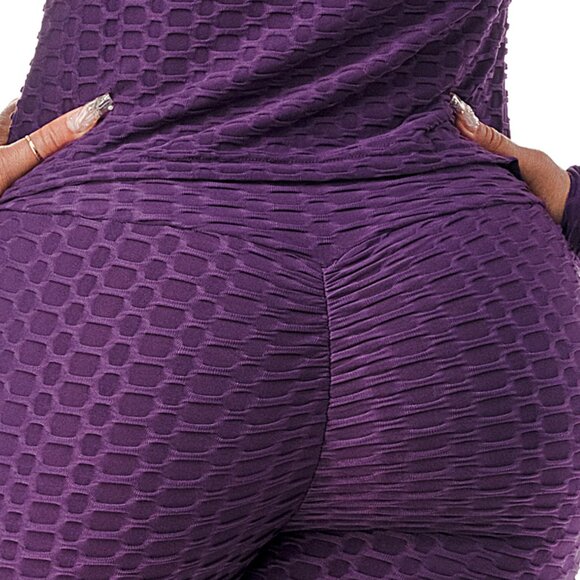 Women's Purple Textured Leggings Set - Picture 5 of 5